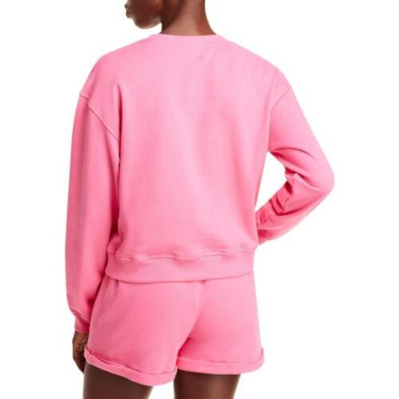 Set:NEW by BLANKNYC  Womens Pink Rib Trim Crewneck Sweater Sweatshirt and shorts - Picture 2 of 2